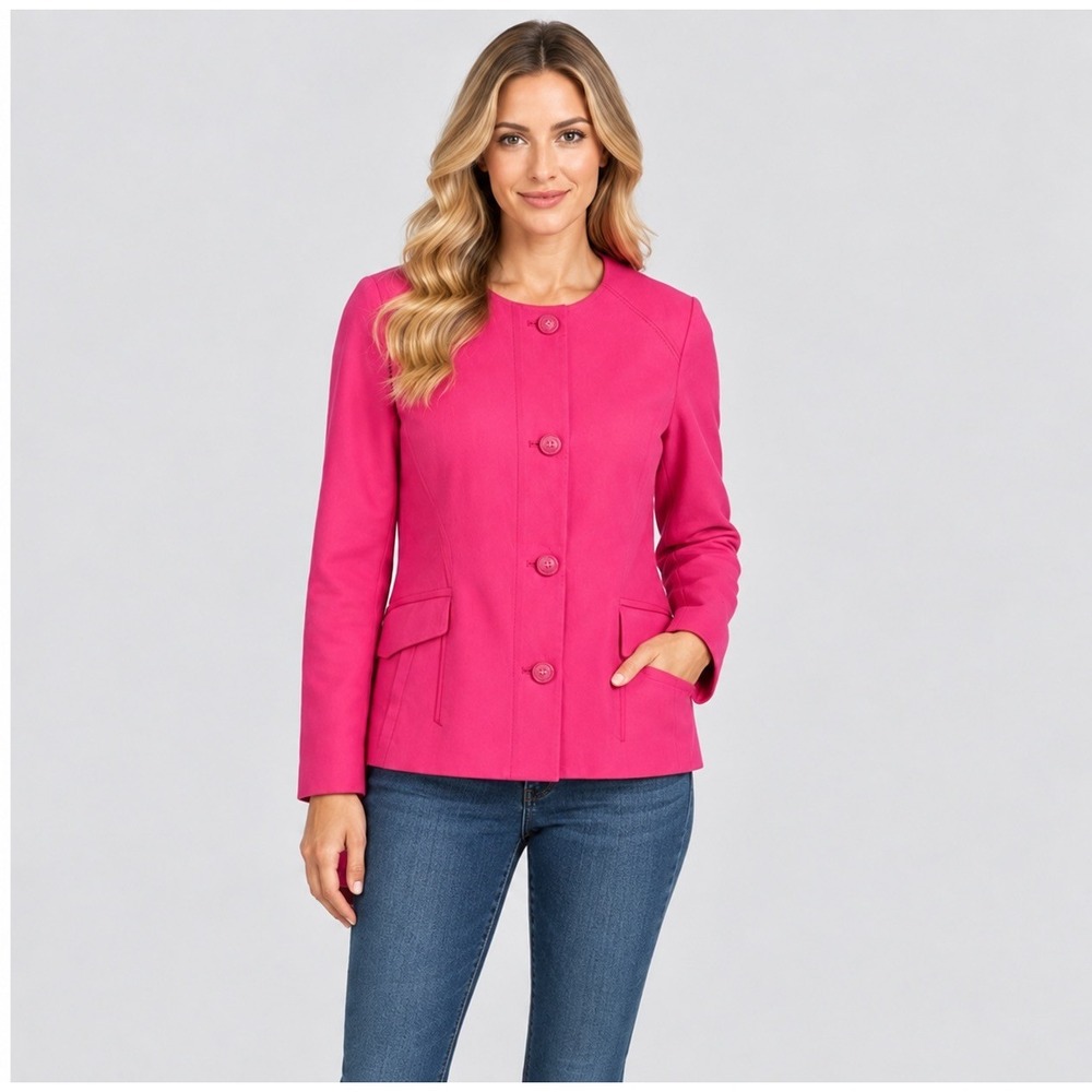 Olivia Lauren Womens 90 Pink Trench Coat Jacket Longline Cotton Blend Barbiecore